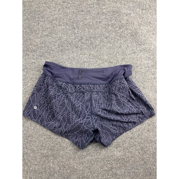 Lululemon Hotty Hot Shorts Women's 10 Blue Palm Print Lined Pocket Drawstring - Picture 4 of 6